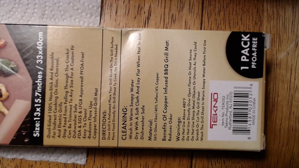 Tekno Copper BBQ Grill Mat 1 Pack NEW in Package