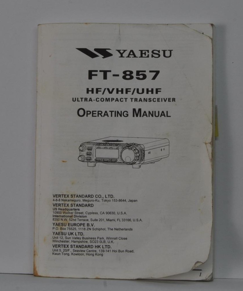 MANUAL for YAESU FT-857 TRANSCEIVER