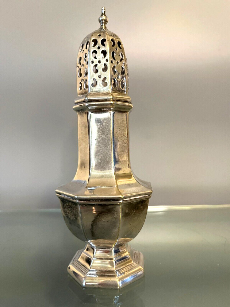 English Octagonal Silverplate Sugar Caster