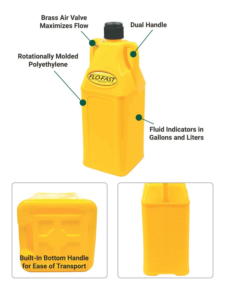 FLO-FAST 10.5 Gallon Gasoline Container - Yellow