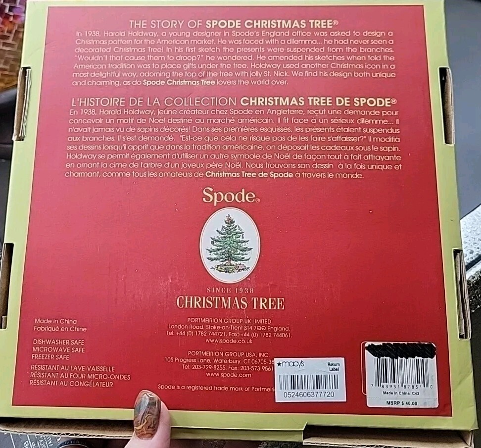 Vintage Spode Christmas Tree Earthenware 8" Devonia Tray Holiday Candy Dish