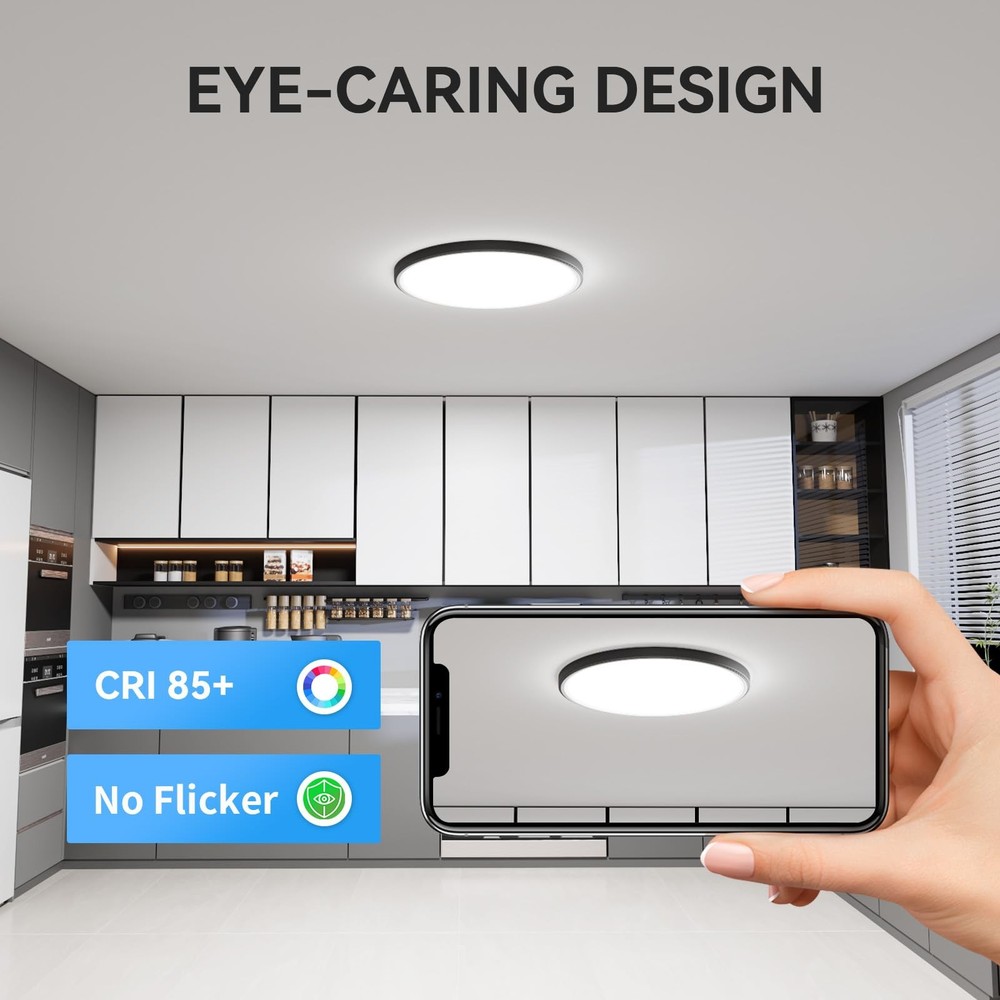 WKONCLDY 3200lm LED Flush Mount Ceiling Light, Super Slim 12 inch LED Ceiling...