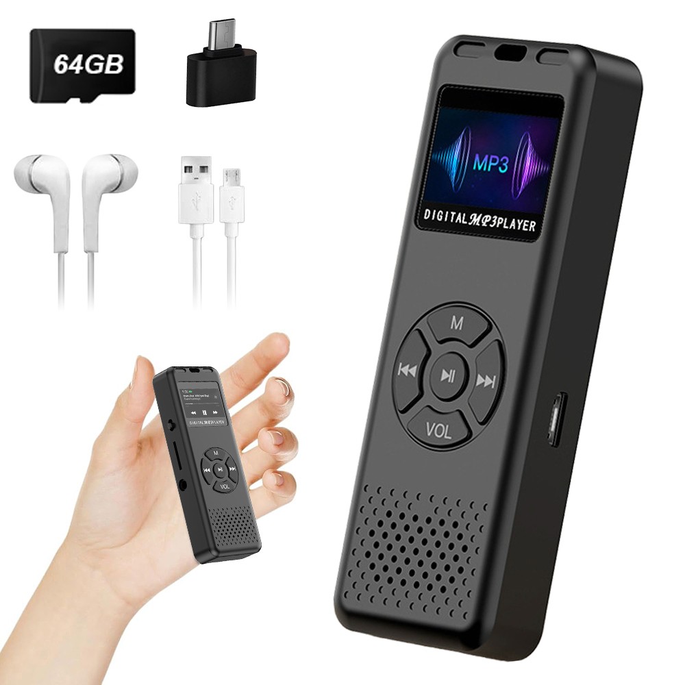 64GB Digital Voice Recorder w/ Playback FM radio Audio Recording & Play Music