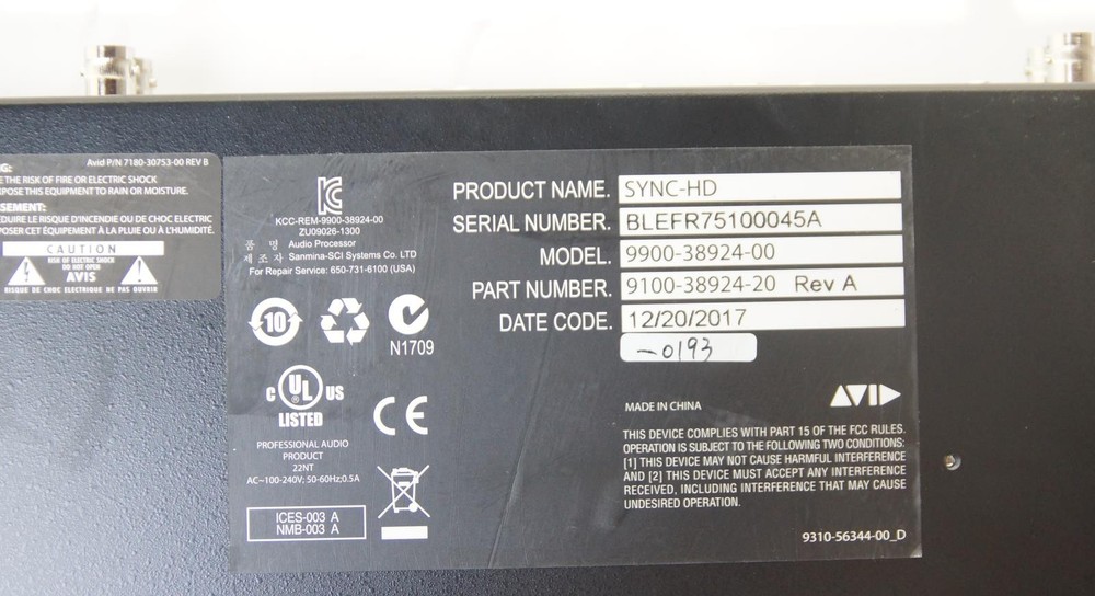 AVID Digidesign SYNC HD Master Clock 9900-38924-00