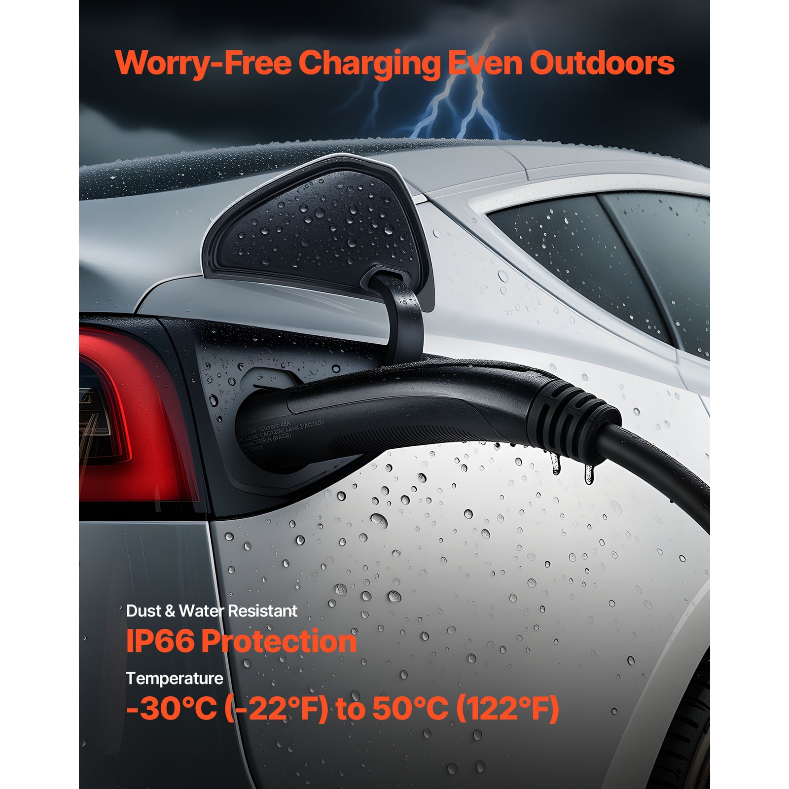 Uimoso EV Charger Extension Cable for Tesla, 48A, 40 ft, 240V, 11.52kW