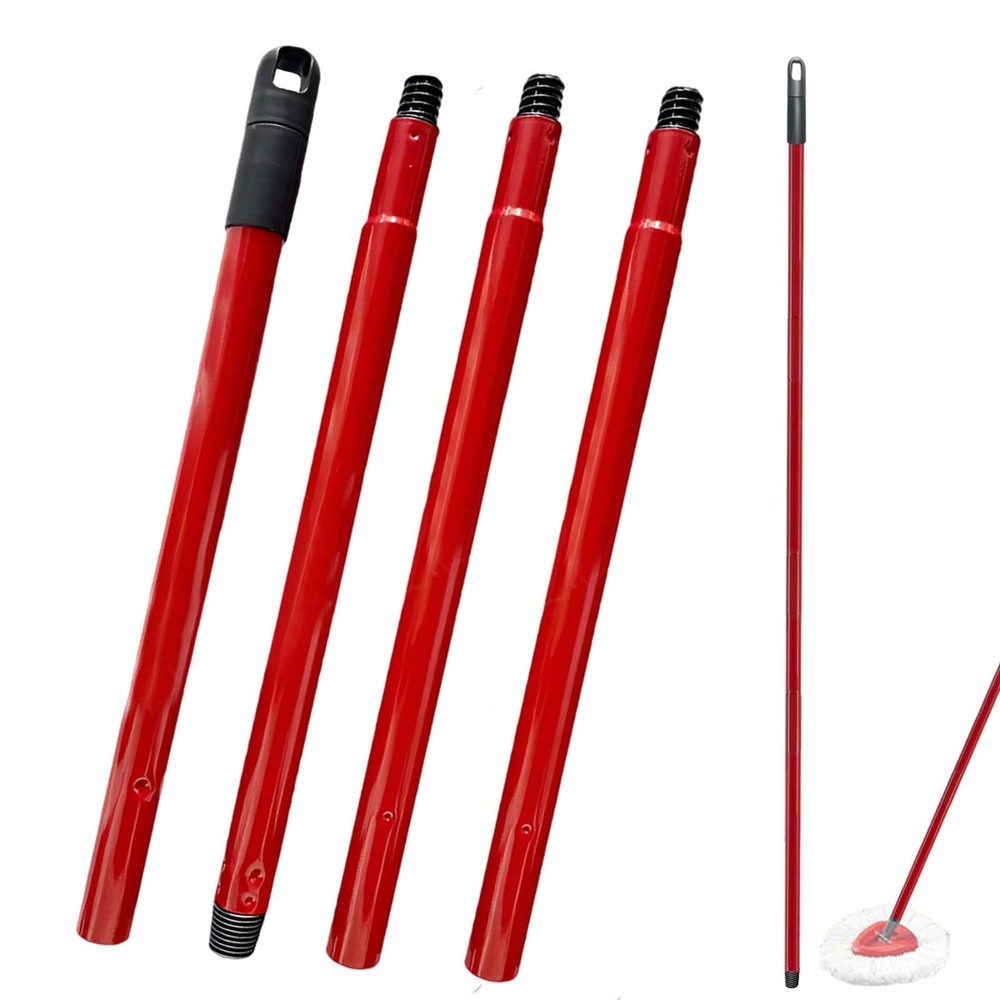 Mop Handle for Ocedar, Spin O Cedar 4-Section Handle, Red