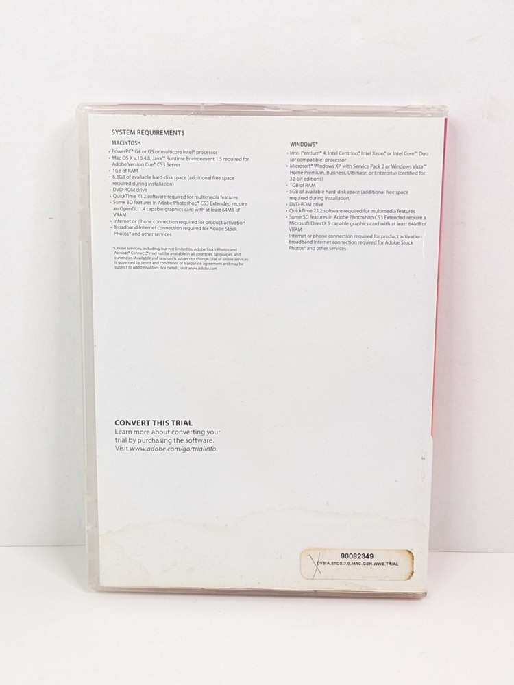 Adobe Creative Suite 3 Design Premium Macintosh/Windows OS 30 Day Trial Untested