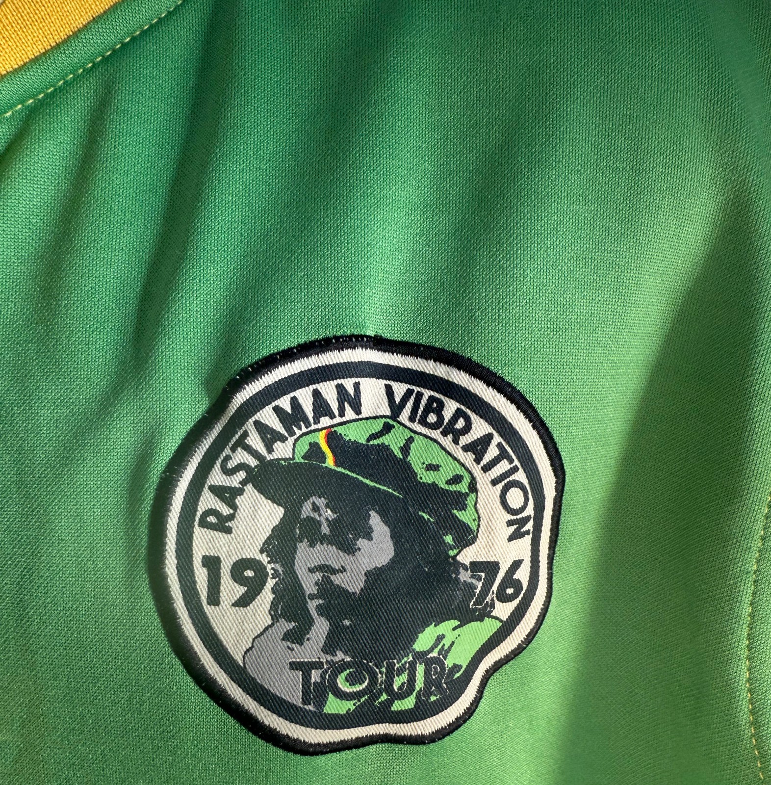 BOB MARLEY & the WAILERS RASTAMAN CATCH A FIRE GREEN JACKET VIBRATION TOUR SZ XL