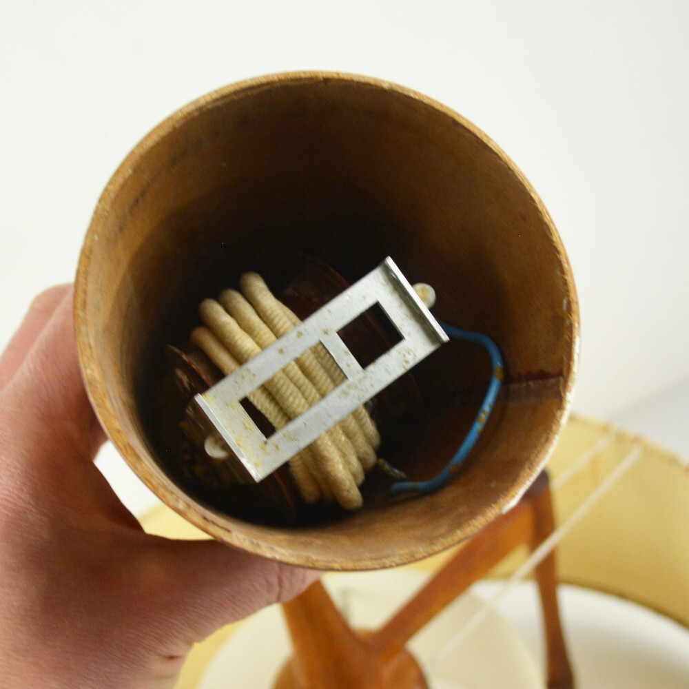 TEMDE Lights - Teak Ceiling Light - Vintage Ceiling Lamp Cable Pull Lampshade