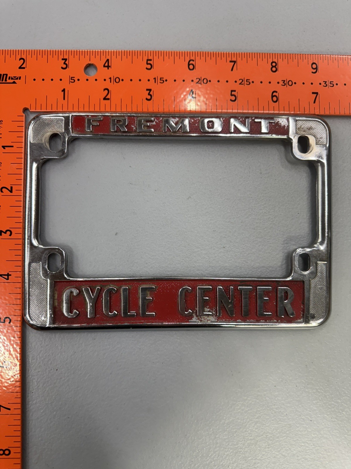 RARE Vintage Fremont Cycle Center  California Metal Motorcycle License Frame