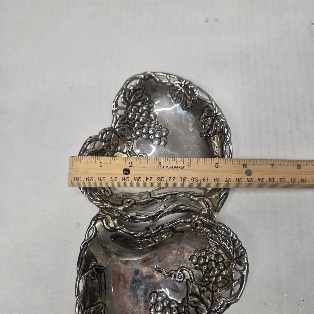 Godinger Silver Art Co Double Heart Grape Silver Plate Serving Dish Candy Nuts