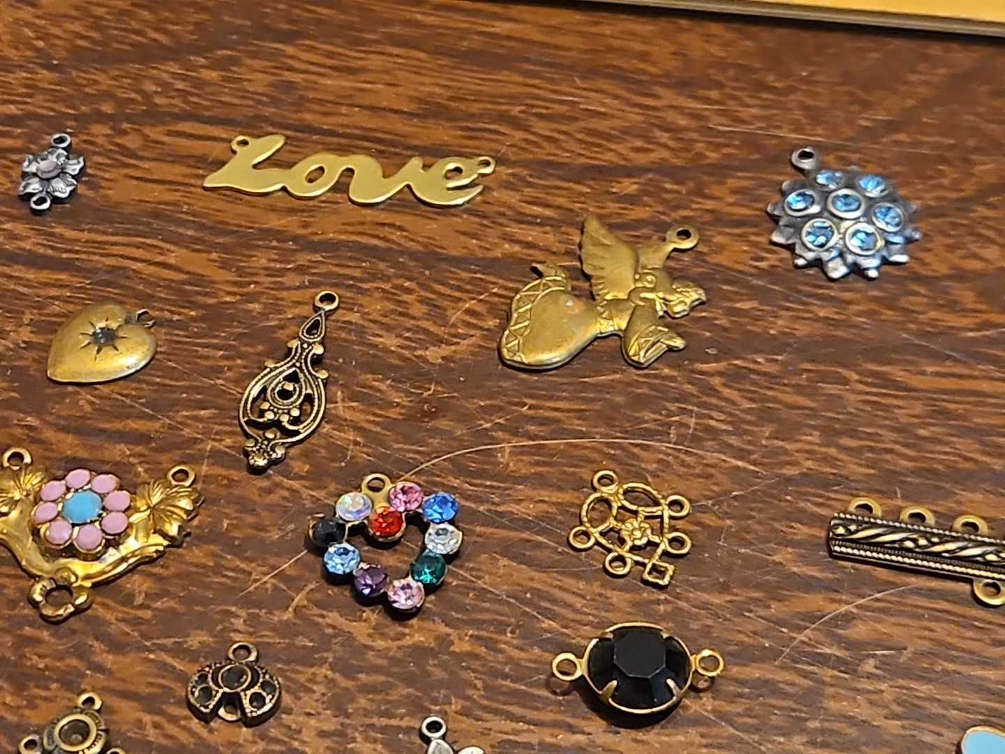 Lot Of 50 Mixed Parts Pcs France Vintage 60s Brass Stampings Findings Jewelry 23