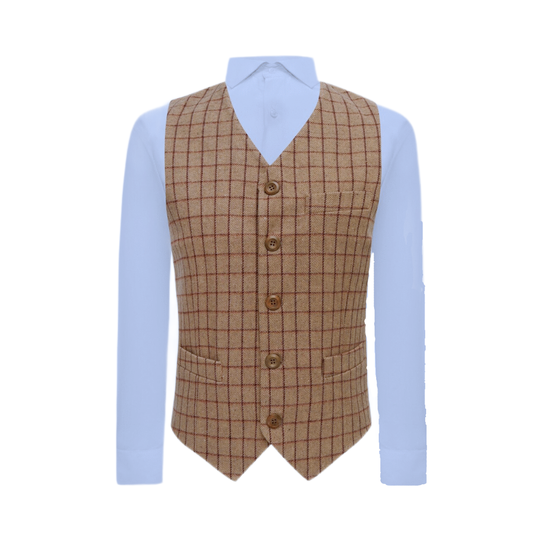 Oak Brown Tattersall Check Waistcoat