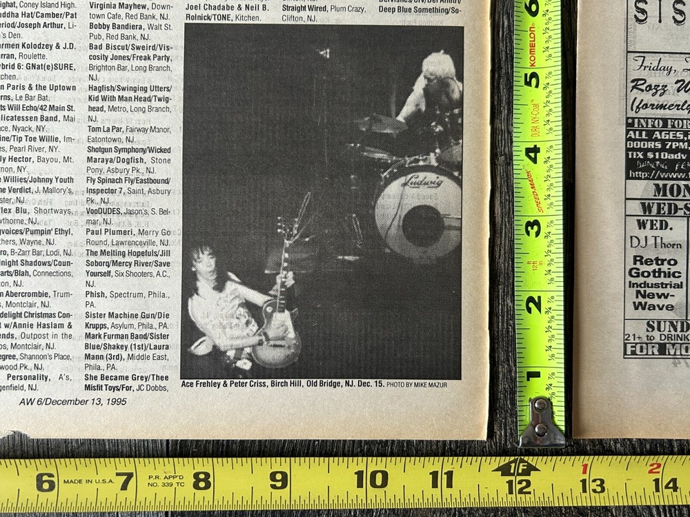 KISS Concert Ad Advert ACE FREHLEY PETER CRISS Birch Hill NJ Lot Vintage Kiss