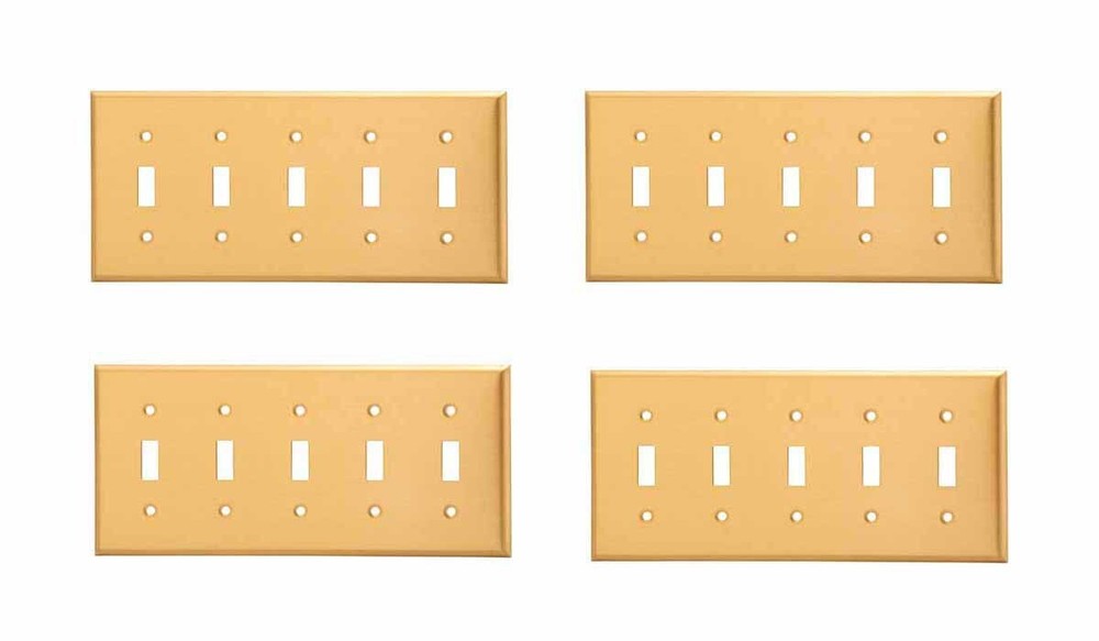 4 Switch Plate Brushed Solid Brass Five Toggle | Renovator's Supply