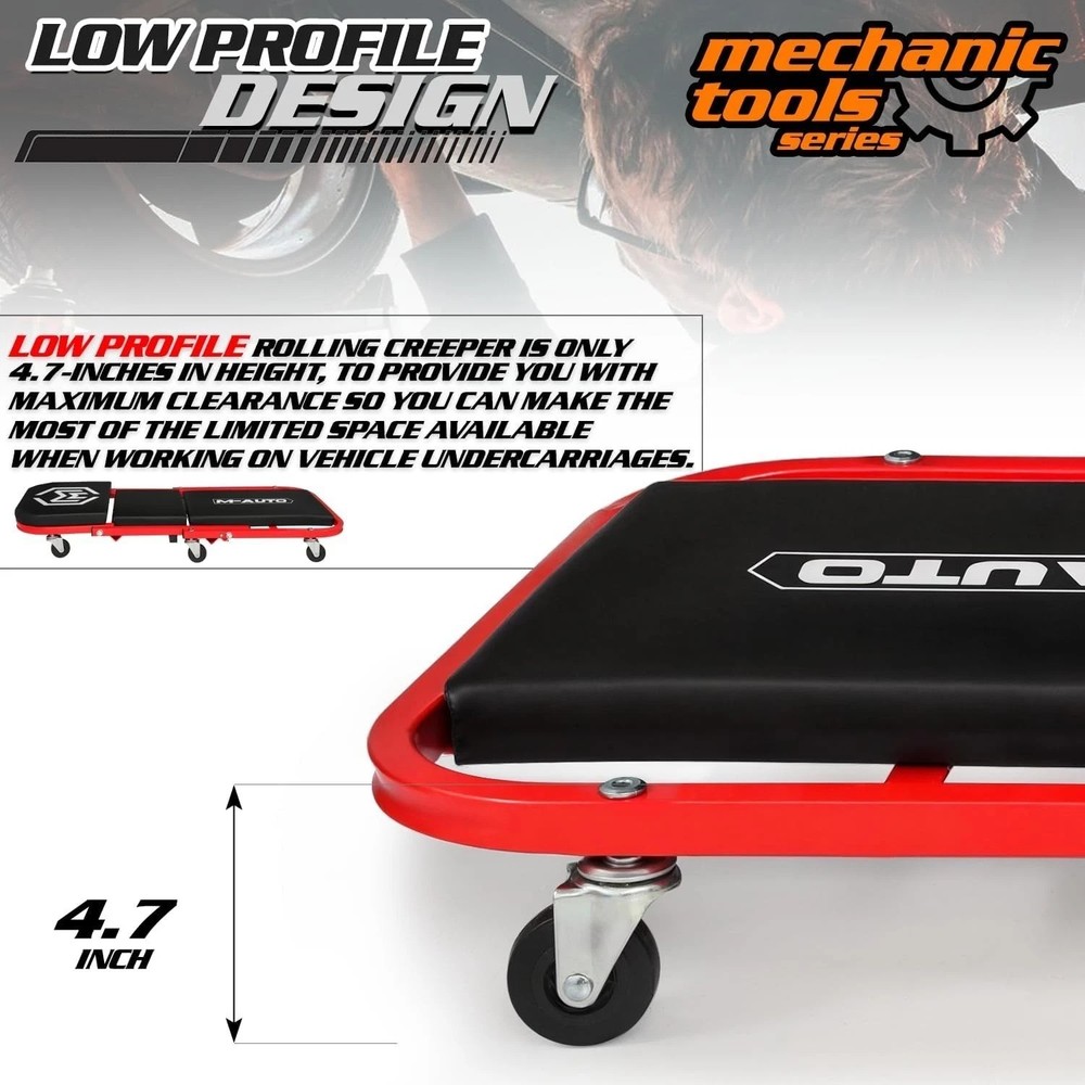 Durable Folding Car Creeper with Thick Padded Cushions - 330LBS Support