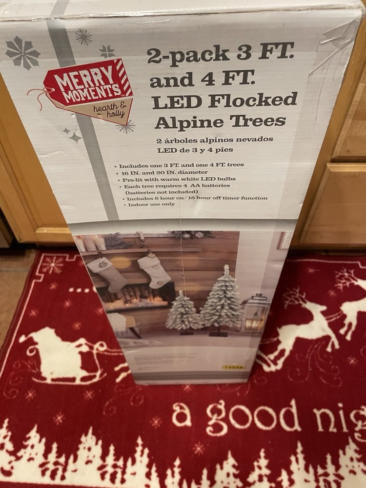 Alpine Trees - 2 pack 3 ft and 4 ft LED Flocked