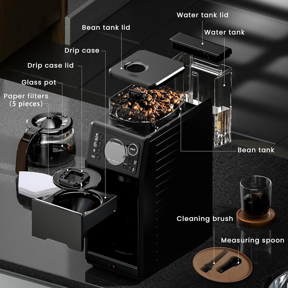Avigator Automatic Grind & Brew Coffee Maker GM3002 24 Hour Timer New - Open Box