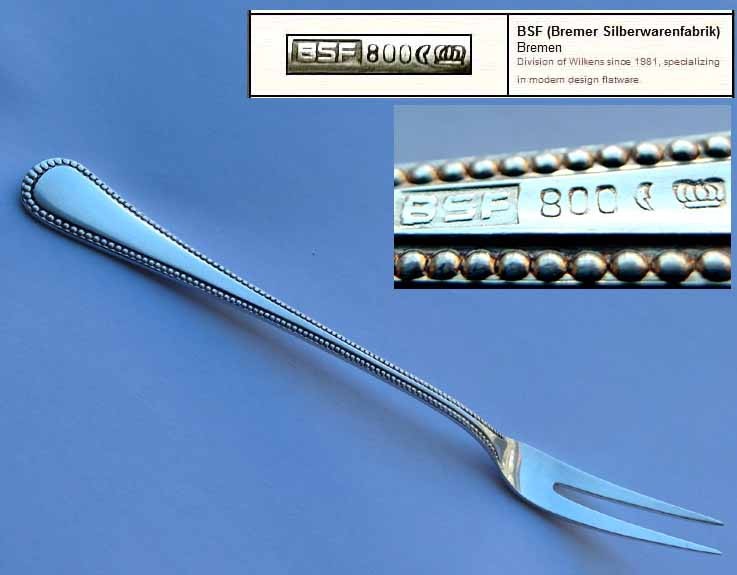 Serving Fork/Serving Fork , Beaded Edge Decor, BSF, 800er Silver F282