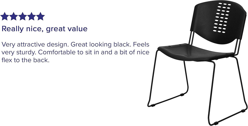 HERCULES 5-Pack 400 Lb Capacity Black Stack Chairs with Frame