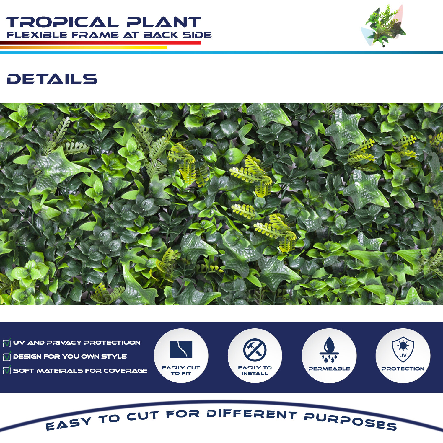 20"x20" Artificial Faux Tropical Leaf Privacy Fence Screen Decor Panels Hedge