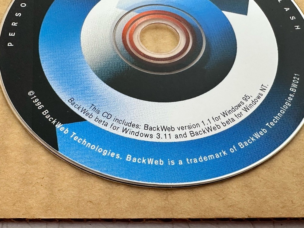 RARE Vtg 1996/97 BackWeb Technologies CD-ROM Push Tech Internet Client Win95 NT