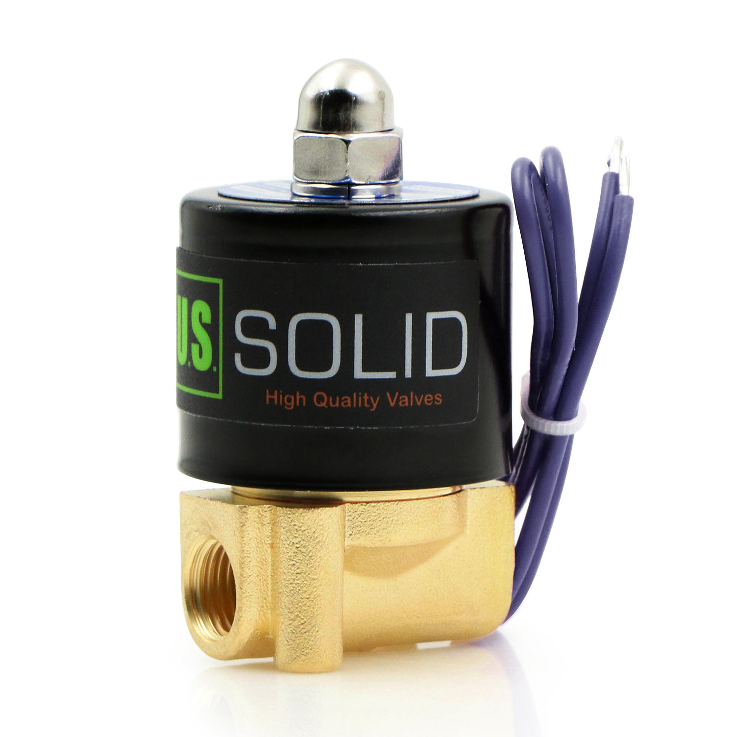 U.S. Solid Electric Solenoid Valve 1/4 inch Brass 12V DC