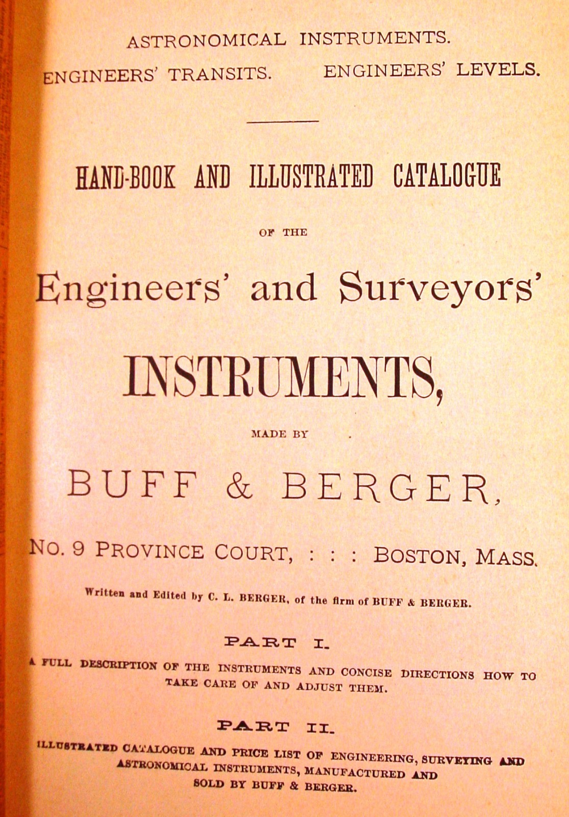 1894 Buff Berger Surveying Insts. Catalog