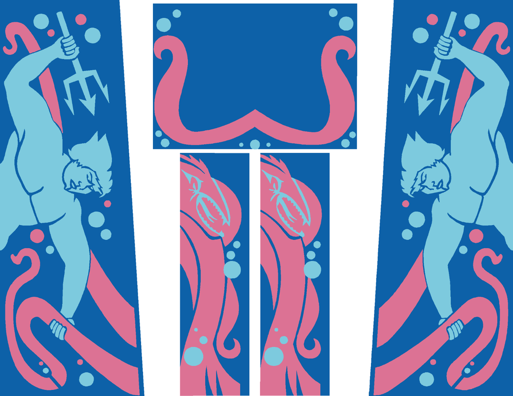 Stern TRIDENT Pinball Machine CABINET Decal Set