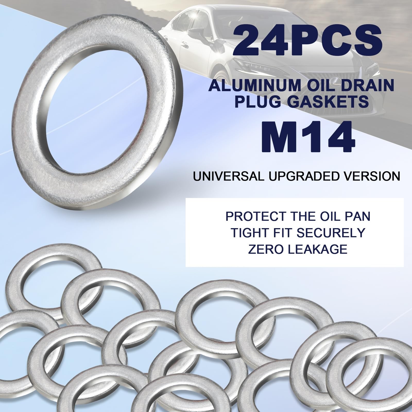 24PCS Oil Drain Plug Gasket Washer Aluminum M14 Crush Washer Oil Drain Plug P...