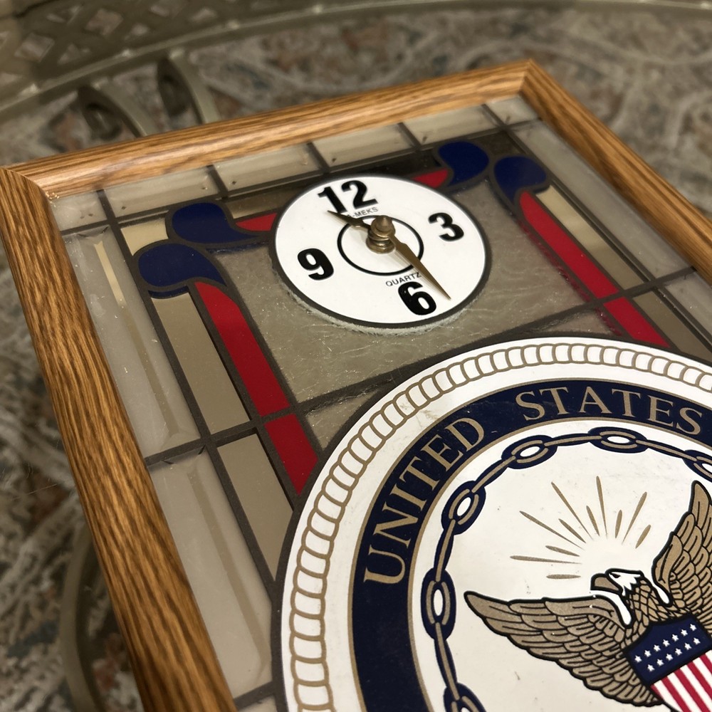 United States Navy Wall Clock, Mirrored/Translucent, 17x10 (clock needs work)