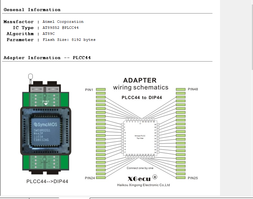 SA244 PLCC44 -DIP44 adapter for T56 programmer or universal programmer 70-0275