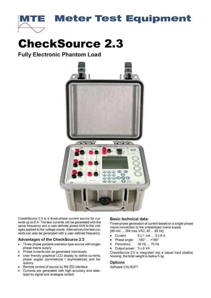 MTE Checksource 2.3 Three Phase Current Source 6 A