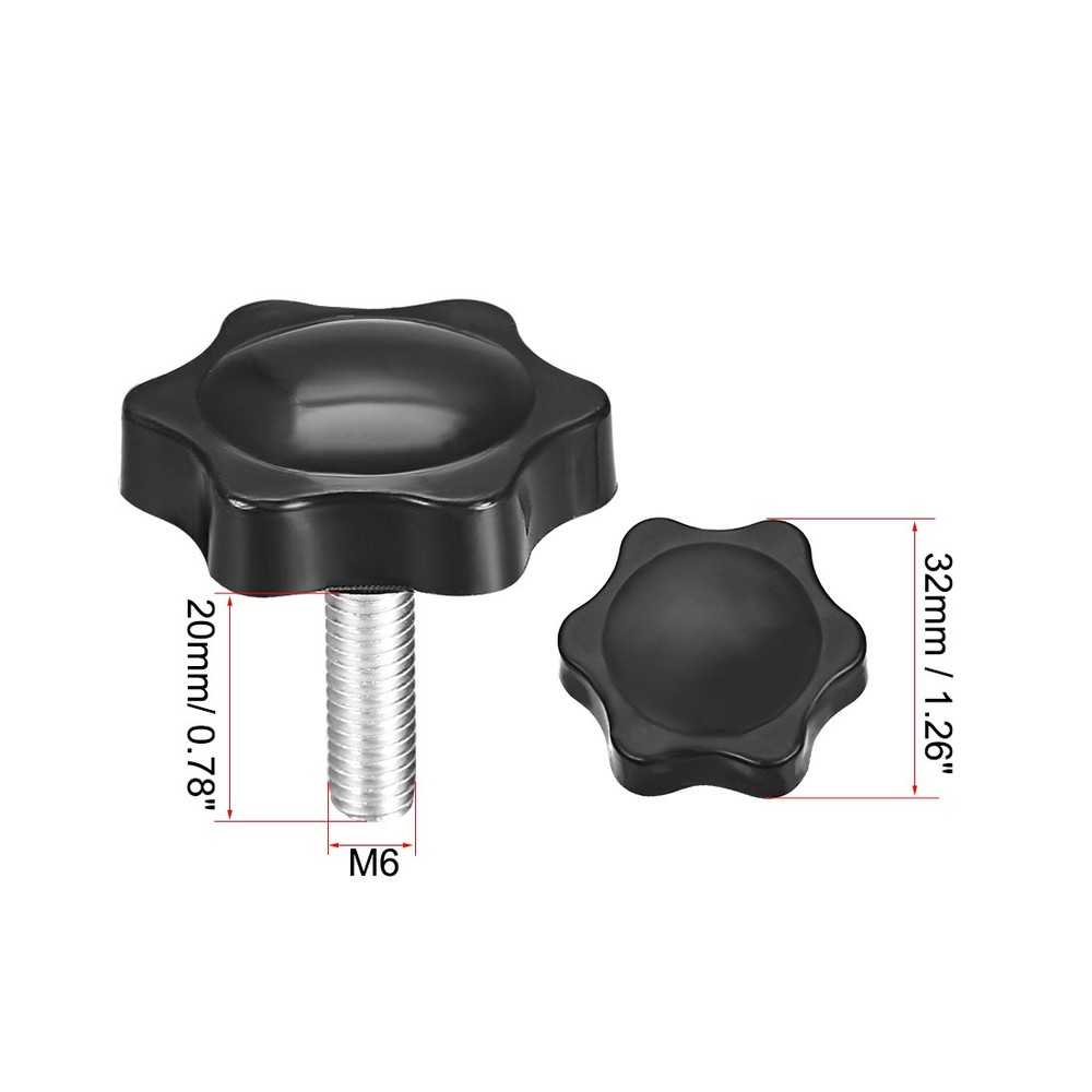 M6 ×20mm Male Threaded Star Screw Knobs Lock Handle 3pcs