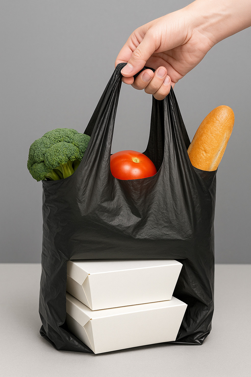 "1/6 Large Black T-Shirt Shopping Bags 21x6.5x11.5 Grocery Retail .51mil"