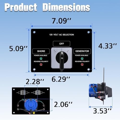 AC Rotary Switch Panel 120V 30A, 2 Position Shore Power/Generator Selector