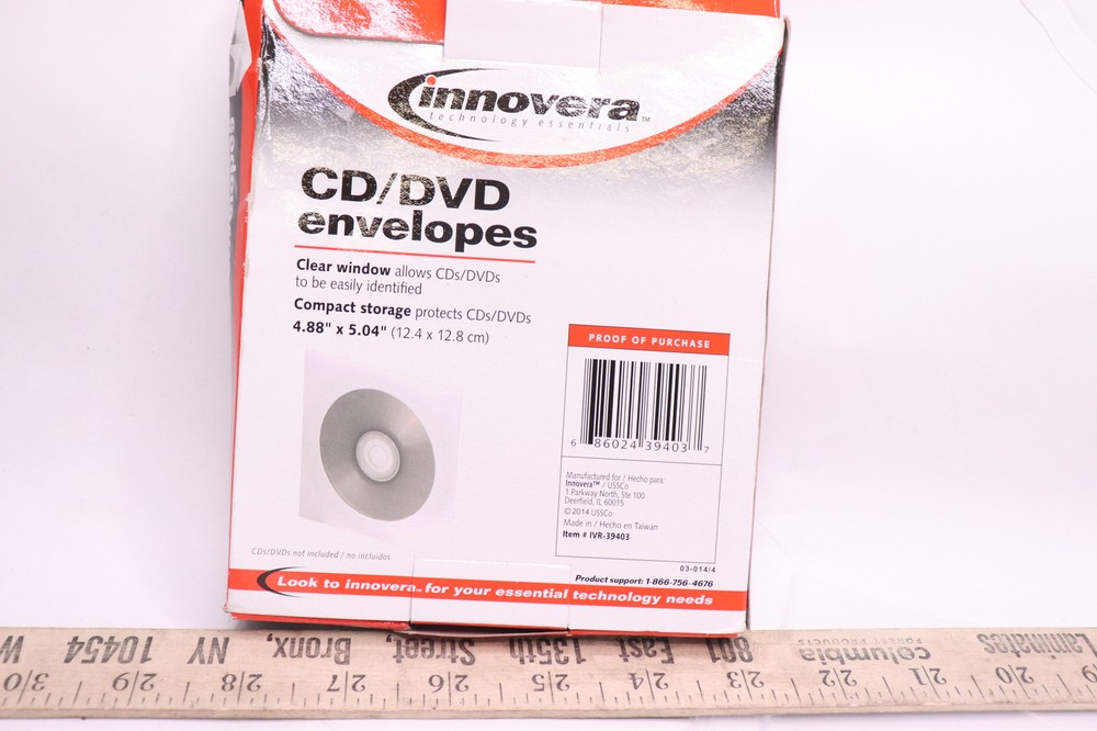 Innovera CD/DVD Envelopes Clear Window White IVR39403