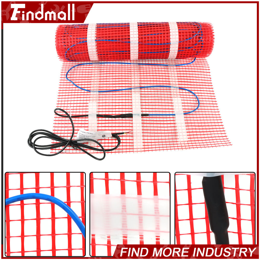 Electric Floor Heat Mat Kit (10-100sqft), 120V Underfloor Radiant Heating System
