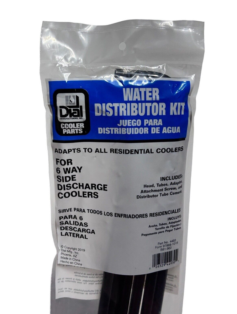 Dial 4493 6-Way Durable Black Plastic Side Draft Water Distributor Cooler Kit