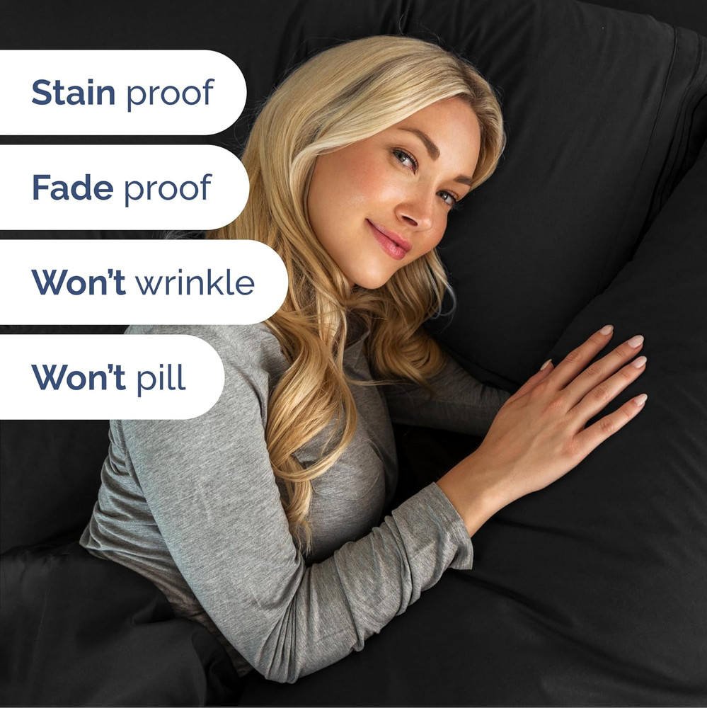 Extra Deep Split King Sheet Set - 7 Piece Breathable & Cooling Sheets - Hotel Lu