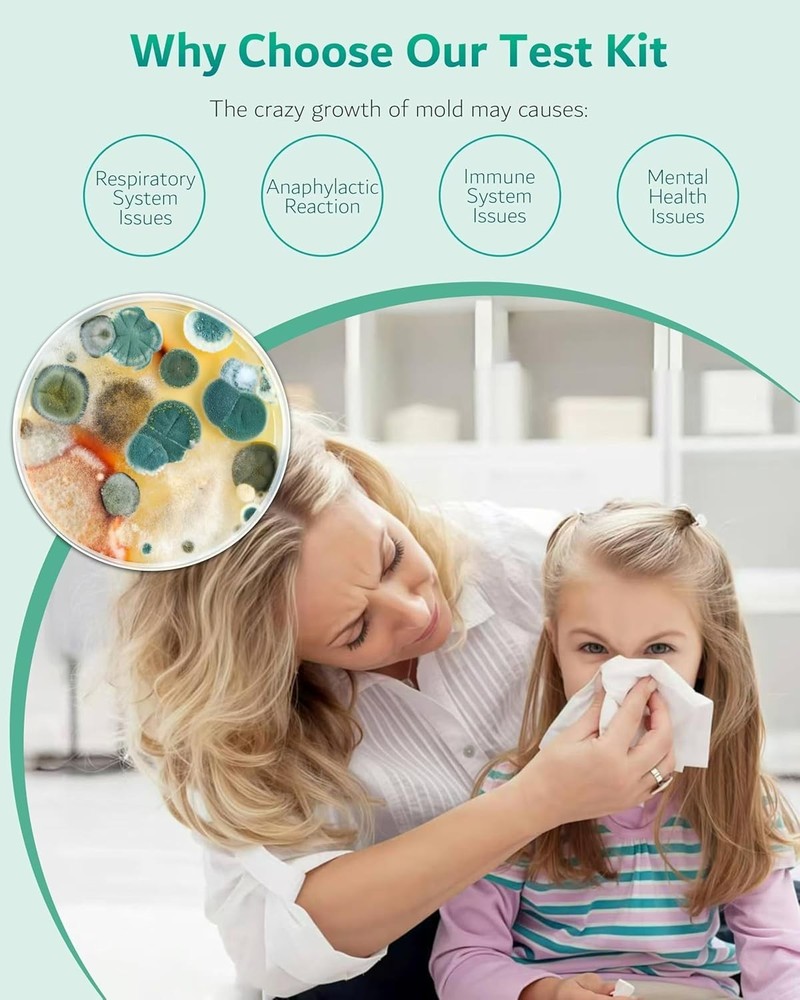 Complete Home Mold Kit with 8 Tests, Guide & Lab Support - Safe & Easy