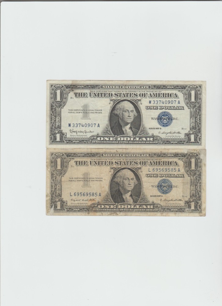 2 1957-A-B  Silver Certificates(circulated))