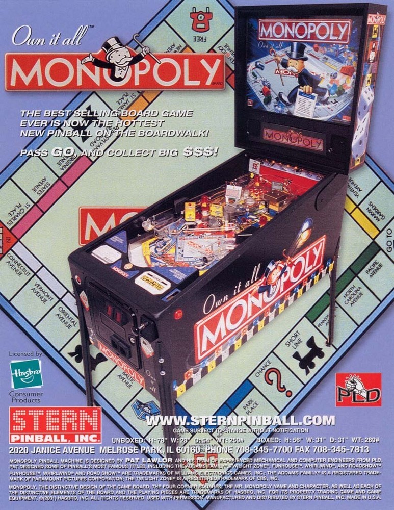 2001 Stern Monopoly Pinball Machine Rubber Ring Kit