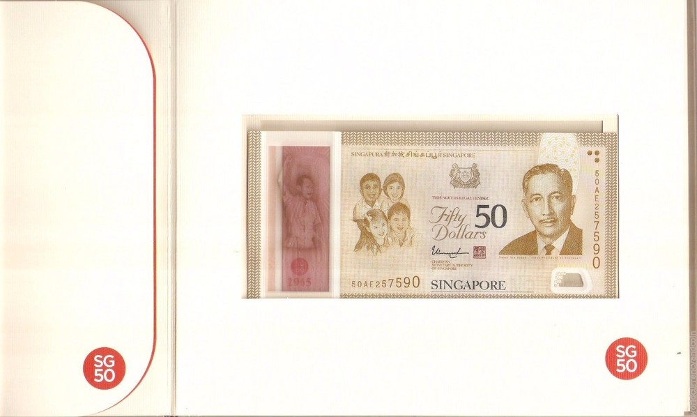 SINGAPORE 50 DOLLARS $10 x 5 Diff UNC Commemorative Set 2015 NOTE SG Folder NOTE