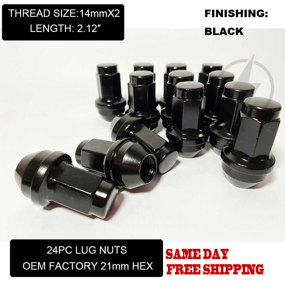 FIT FORD F-150 EXPEDITION OEM REPLACEMNT SOLID LUG NUTS 14X2 THREAD BLACK 24PCS