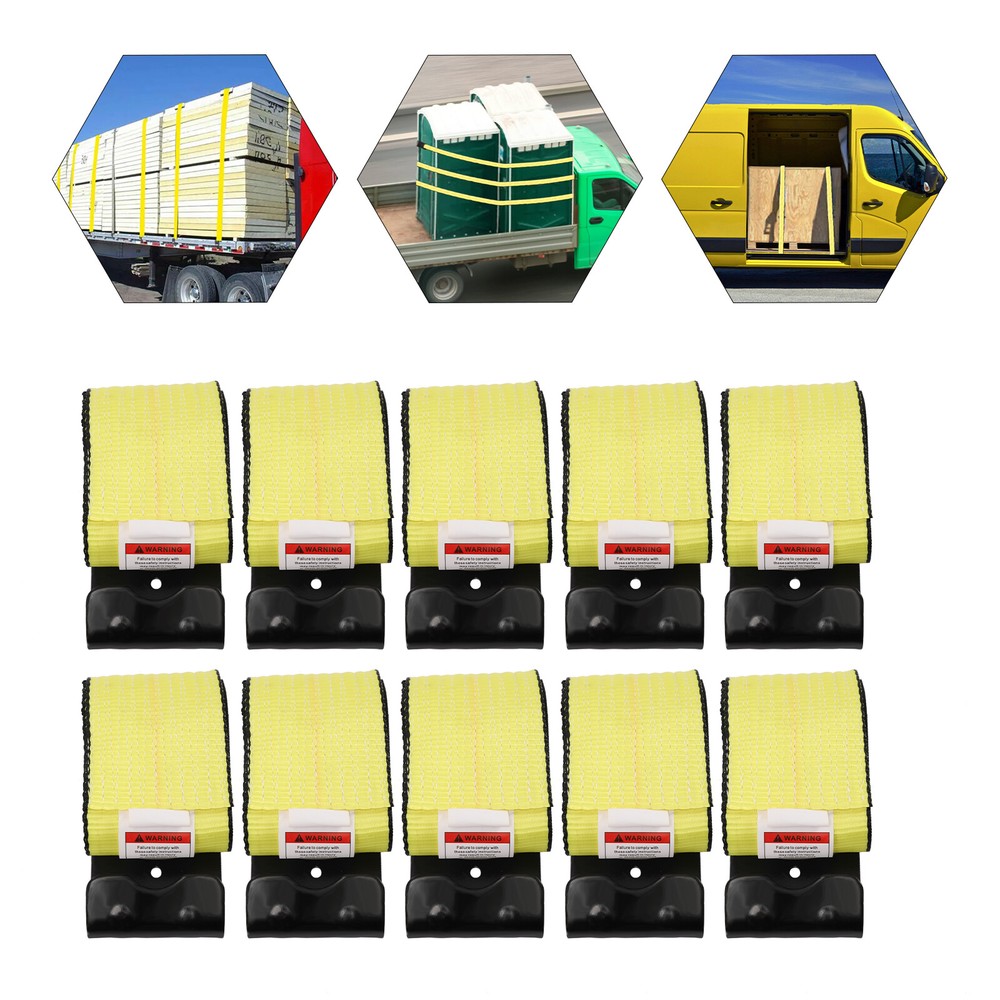 10 Pack 4" x 5' Winch Tie Down Straps with Flat Hook for Trucks