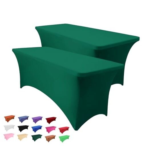 2 Pcs 6FT Table Cloth for Rectangle Table - Tablecloth 70" x 30"-2 pack Green