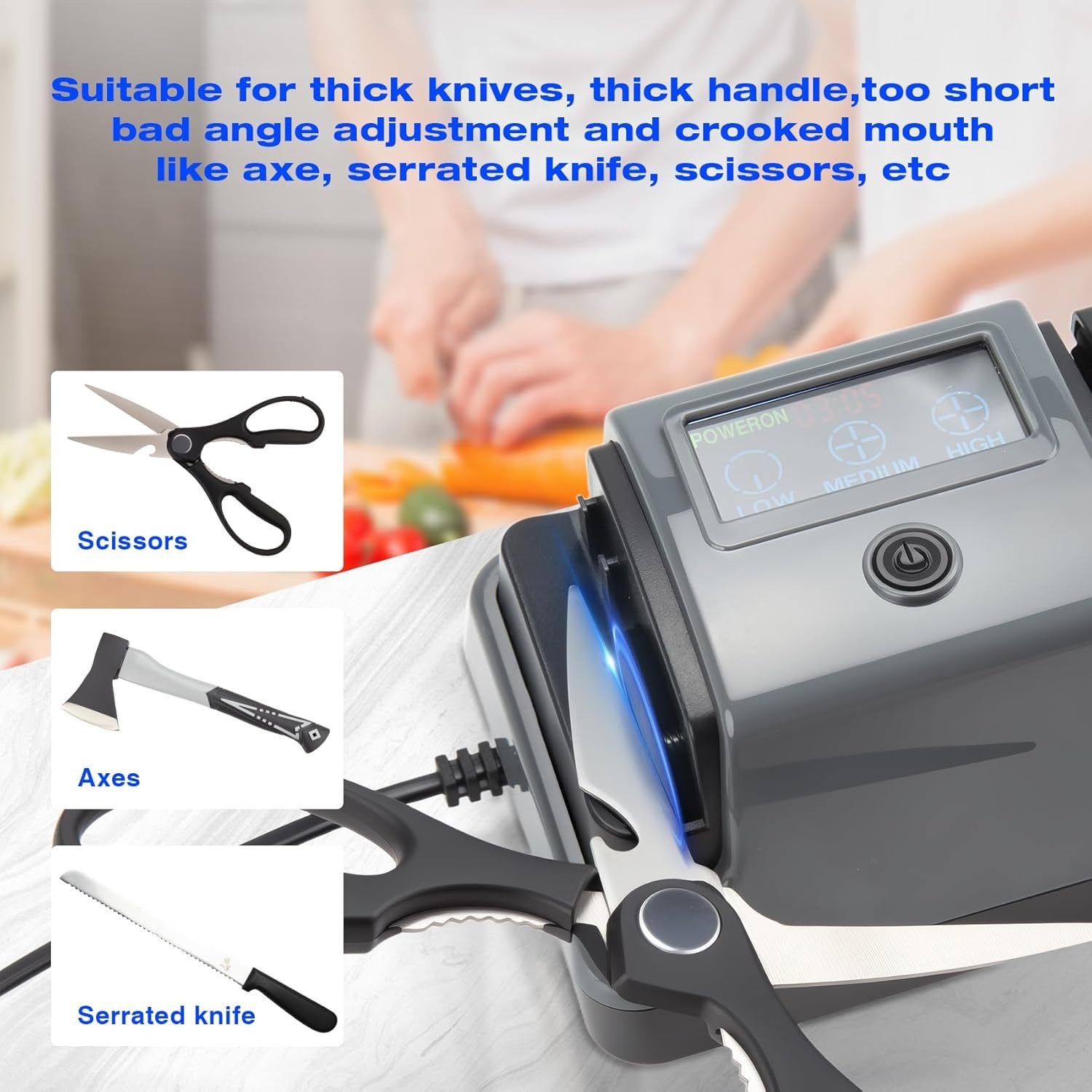 5 in 1 Electric Knife Sharpener-3 Rotational Speed Adjustable Knife Sharpener US