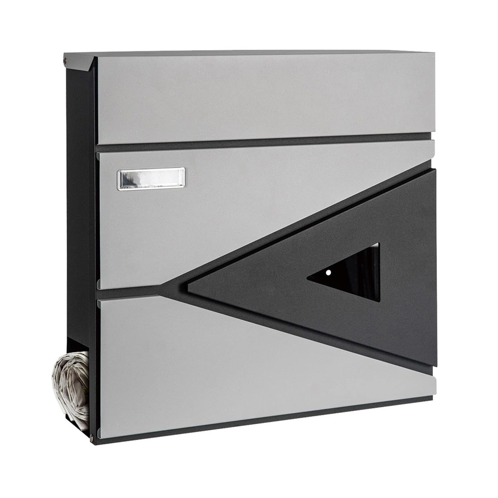 Locking Wall-Mount Mailbox, Large Capacity 16*16*4.5inch, Gray-square