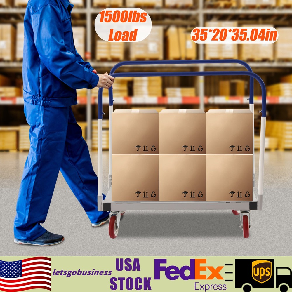 1500 lbs Professional Panel Cart Dolly Rectangular Low Noise with 5inch Casters
